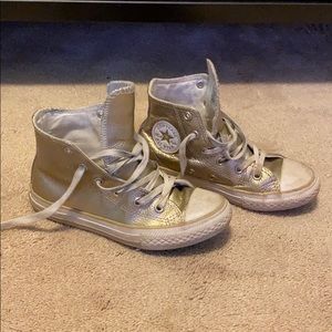 Kids gold converse high tops. Used
